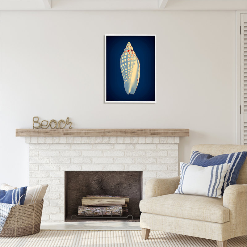 Coquille de conque contemporaine encadrée sur bois par Graffi * Tee Studios, impression, H 30 po x l 24 po x P 1,5 po
