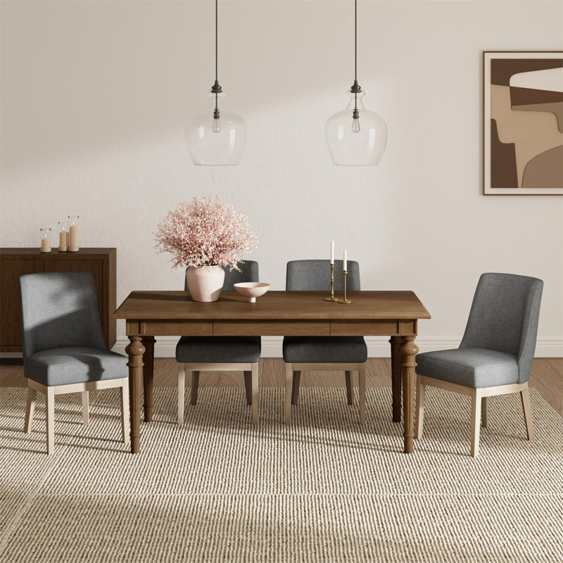 Julia 5-Piece Farmhouse Four Leg Dining Set, Gray, Oak
