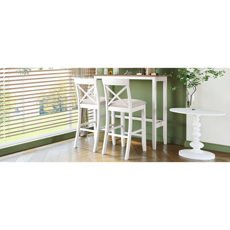 Ensemble de coin-repas 48 po avec 2 chaises pour petits espaces 48 po, Blanc, Brun
