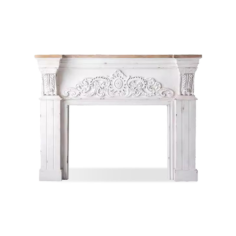 Foyer autoportant en bois manufacturé blanc