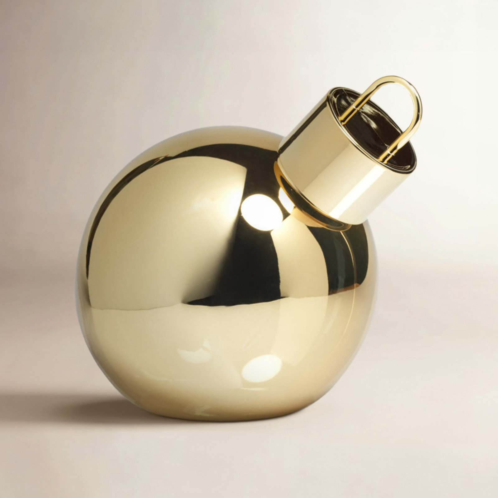 Lighted Glass Slanted Ball Holiday Accent, 7.75" H x 7.75" W x 7.75" D, Gold