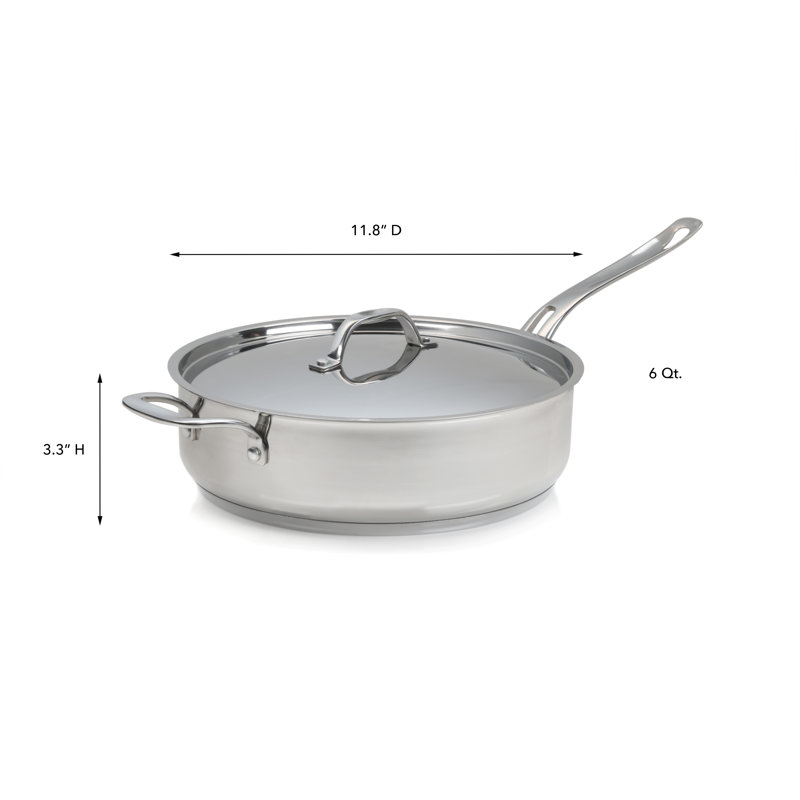 Terra Stainless Steel Saute Pan with Lid, 6 qt.
