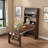 Buffet With Hutch And Foldable Dining Table, Storage Shelves, Side Hooks And A Cabinet With Sliding Doors-412158766