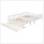 Lit superposé double au-dessus de double avec lit gigogne simple et échelle - blanc
