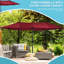 Très grand parasol de patio de 15 pi, double, rouille - construction rouge vin pour terrasse, piscine, cour arrière protégée