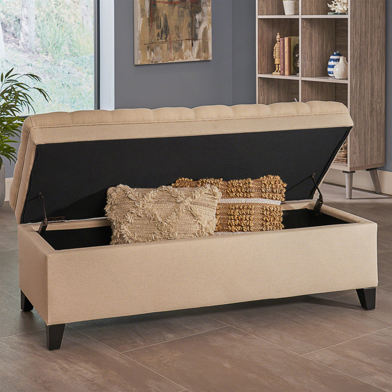Repose-pieds de rangement polyvalent avec des sièges confortables et beaucoup d'espace, parfait pour la vie moderne et l'organisation.