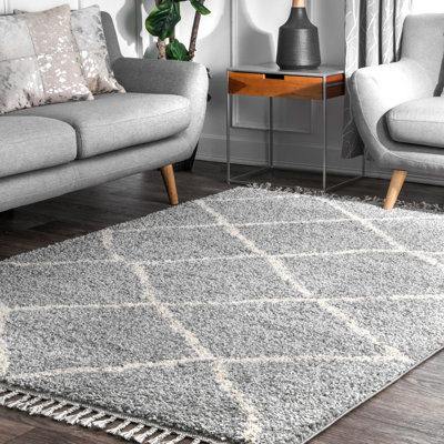 Tapis géométrique gris / blanc Bulloch