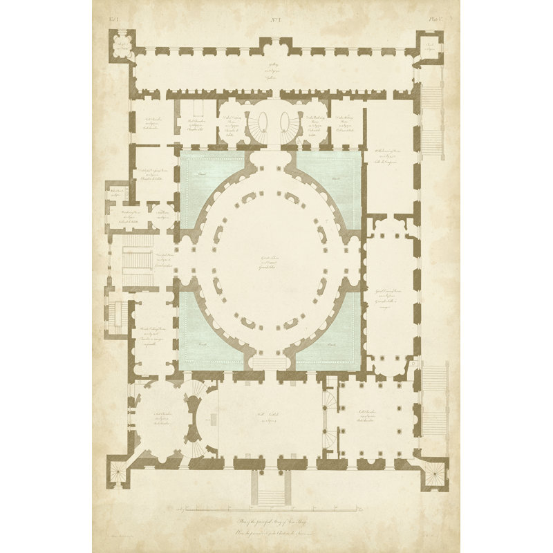 Plan In Taupe & Spa I by Vision Studio - Wrapped Canvas Print, 46cm H x 30cm W