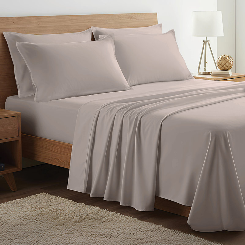 100% Organic Viscose From Bamboo Sheets Set, 300 Thread Count, 4-pc Set, Luxury Cooling Sheets, Deep Pockets - Gift-Ready Packaging, Full Size (Stone)