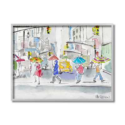 «Rainy Crosswalk Ped piétans Urban City People» par Mark Higden - impression d'art graphique
