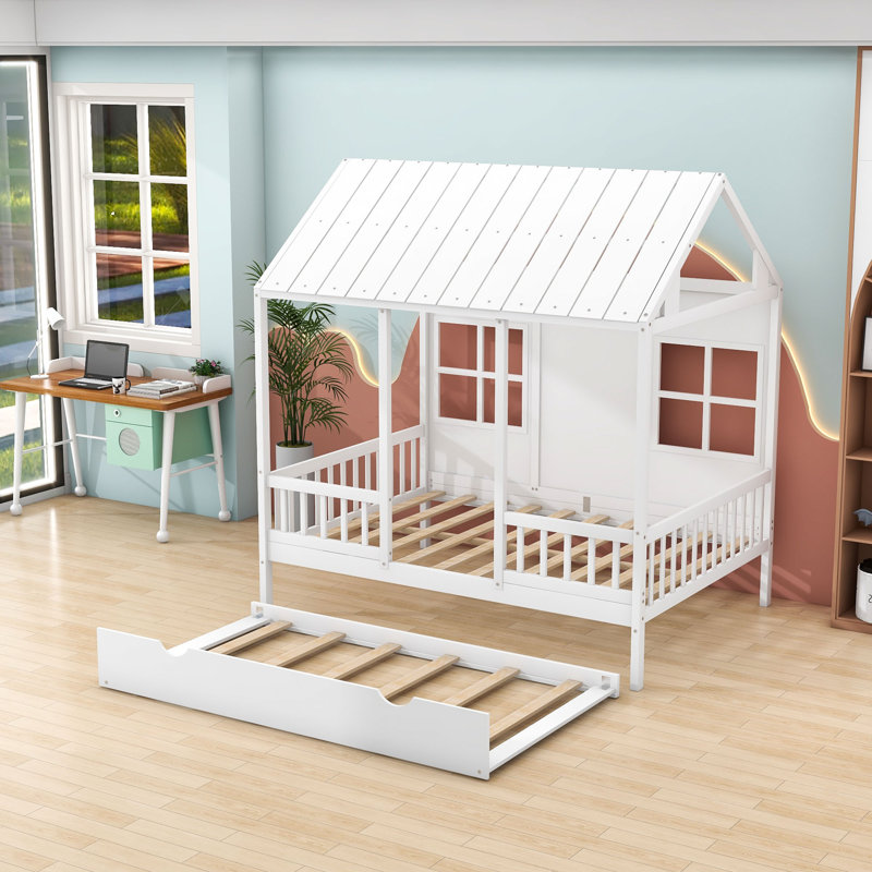 Lit double en bois Merna, Blanc
