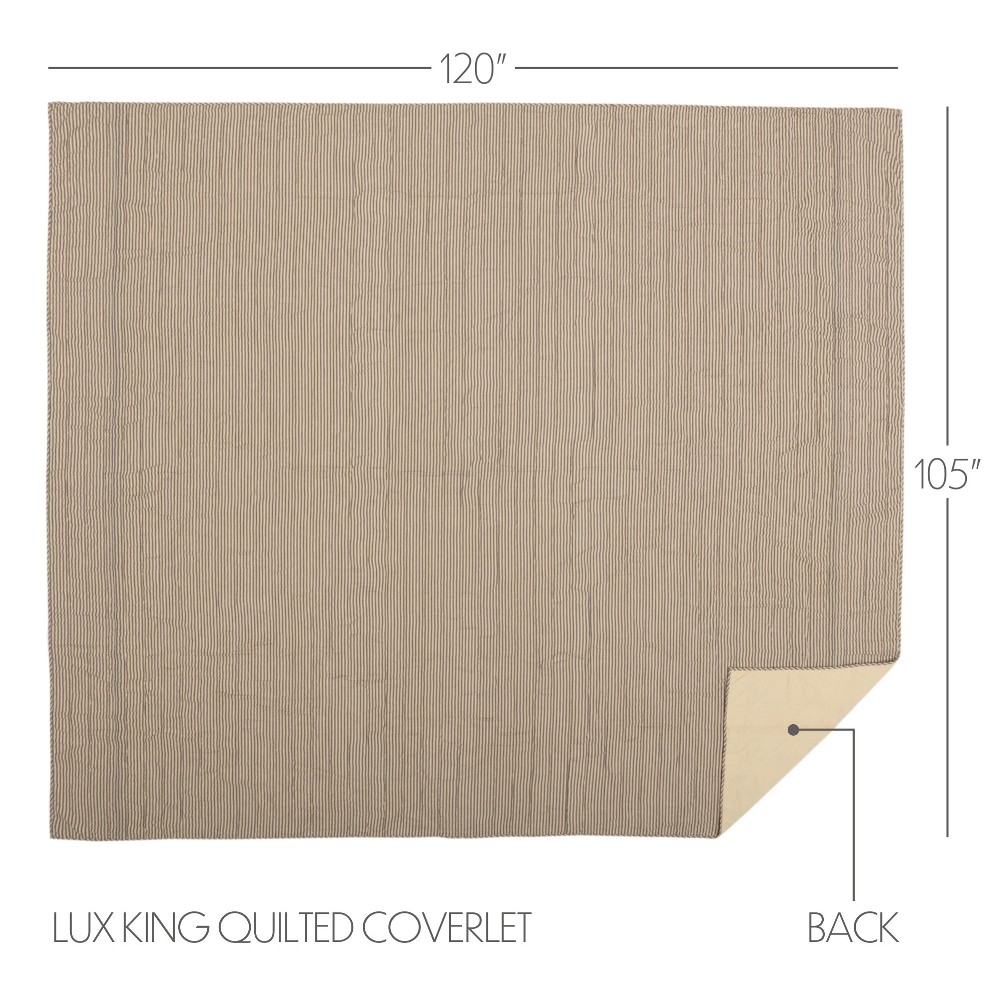 Sawyer Mill Ticking Stripe Quilt Coverlet, Luxury King, Coal Black & Dark Creme