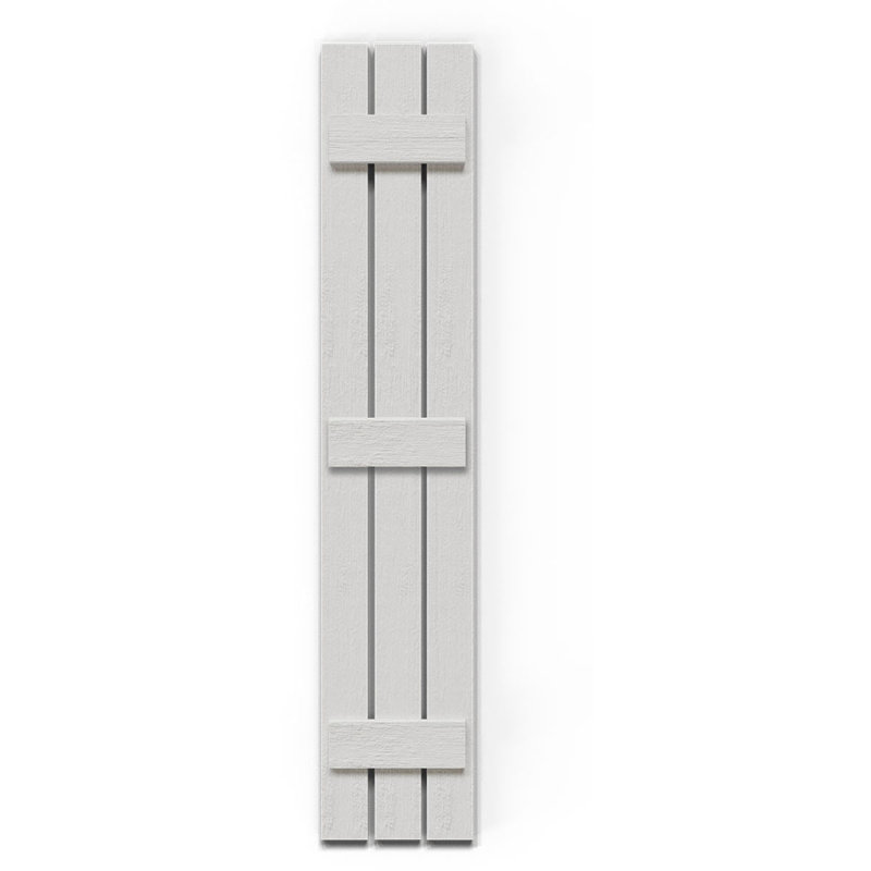 White Faux Wood Rustic Board and Batten Shutters, 60" Height