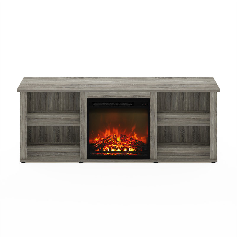 Meuble télé avec foyer électrique Callalily, H 21,4 po x l 58,6 po x P 15,8 po, Chêne français