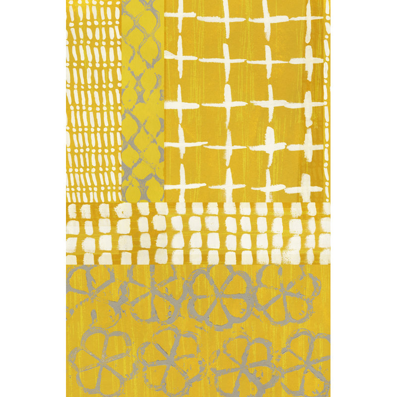 Golden Blockprint I by Chariklia Zarris - Wrapped Canvas Painting, 91cm H x 61cm W
