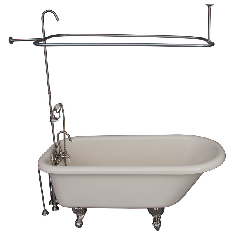 Baignoire de trempage à pattes 60" x 30", Nickel brossé, Bisque