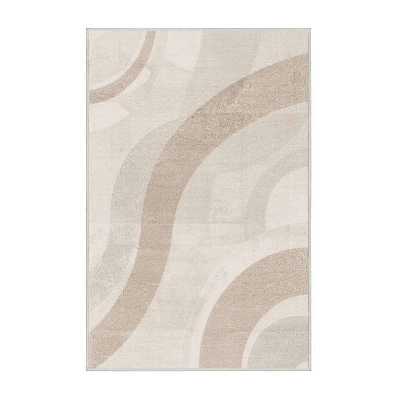 Machine Washable Midtown Hanukkah Modern & Contemporary Abstract Rug in Beige – White Binding, 5x8