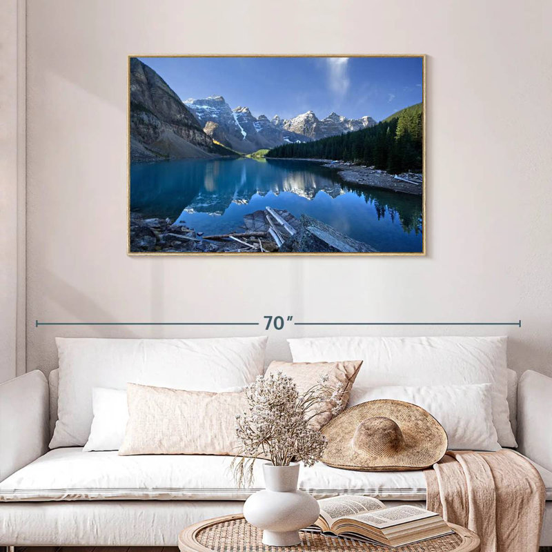 Lac pittoresque de la Moraine, Cadre flottant en bois naturel, 43 po x 29 po