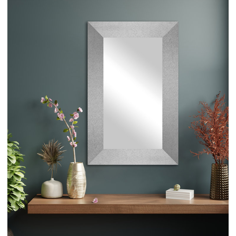 Miroir mural Maci Eileen, 33 po x 32 po, Argent platine