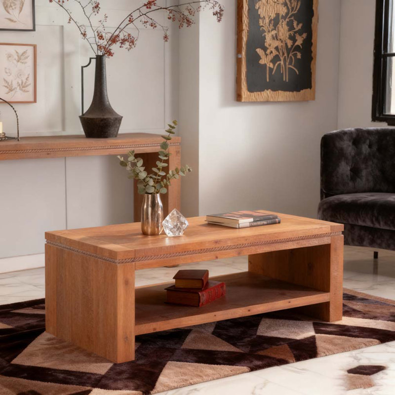 47.24" Rustic 2-Tier Rectangle Coffee Table