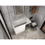 Meuble-lavabo mural 36 po, 2 portes à fermeture douce, meuble-lavabo blanc brillant et 1/2 porte en verre gris-1224990774