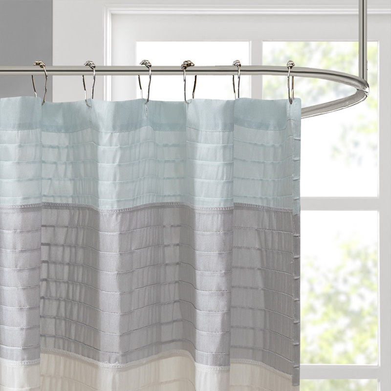 Rideau de douche Aaraon, Blanc / turquoise / gris