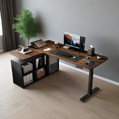Bureau de coin électrique moderne en L moderne et minimaliste