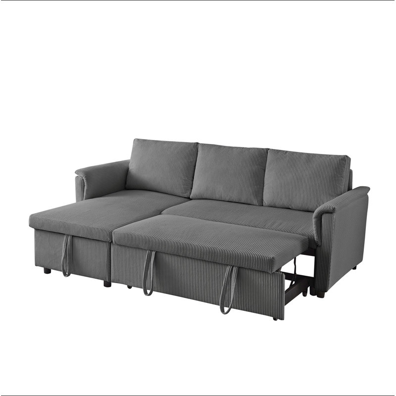 Canapé-causeuse avec méridienne et canapé-lit modulaire en L avec méridienne et rangement, Gris