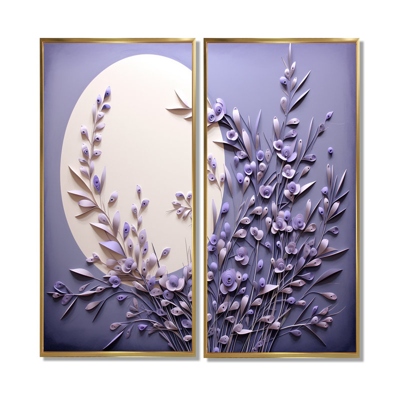 Lavande Luminescence Moon Stilness - Blue Space, reproduction d'art sur toile, H 40 po x l 40 po, Doré