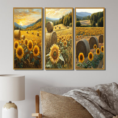 Tournesols dans la campagne Hayfield I - Collection d'art mural tournesols