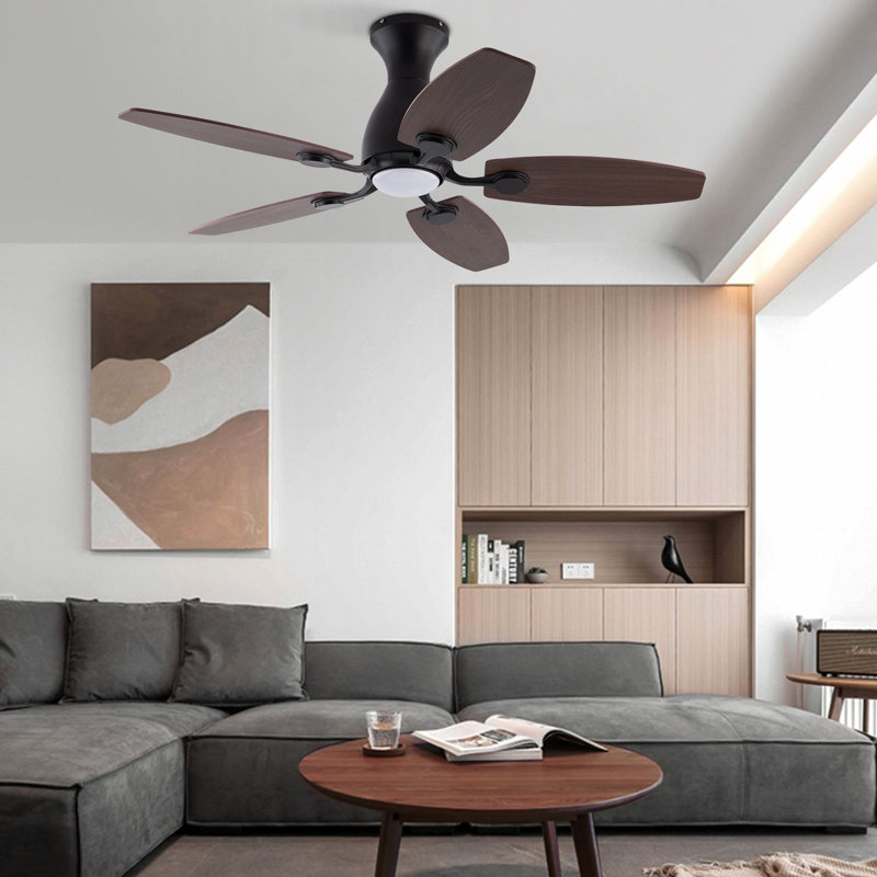 Ventilateurs de plafond modernes de 42 po avec lumières DEL et télécommande, Noir