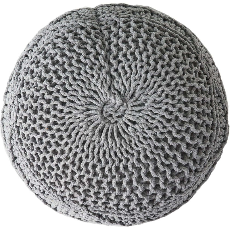 Pouf rond en laine 20 x 20, Gris