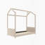 Lit simple en bois et velours, beige