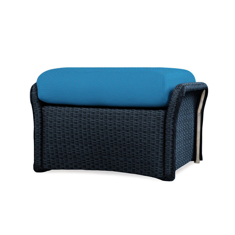 Weekend Retreat Outdoor Ottoman, Sailcloth Salt, Ebony