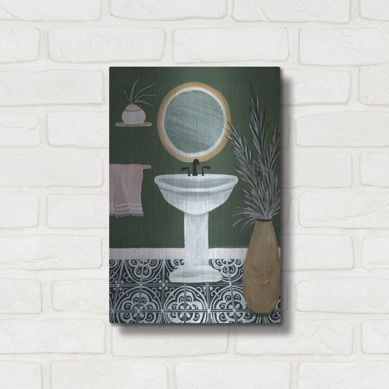 Art mural en métal 12 po x 16 po Winston Porter «Green Bathroom 2» par Yvette St. Amant