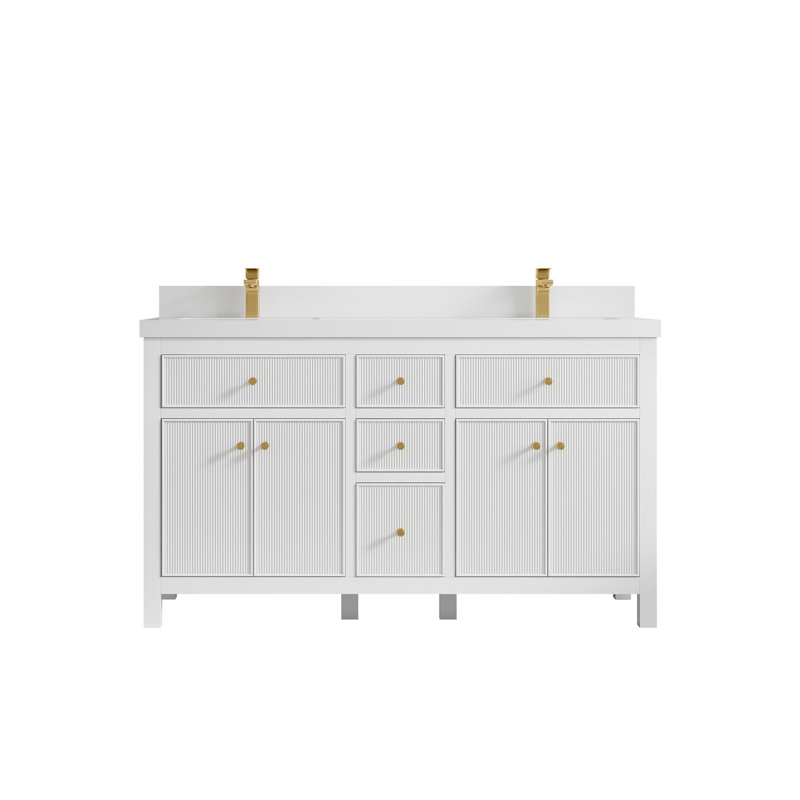 Meuble-lavabo double 60 po, Blanc