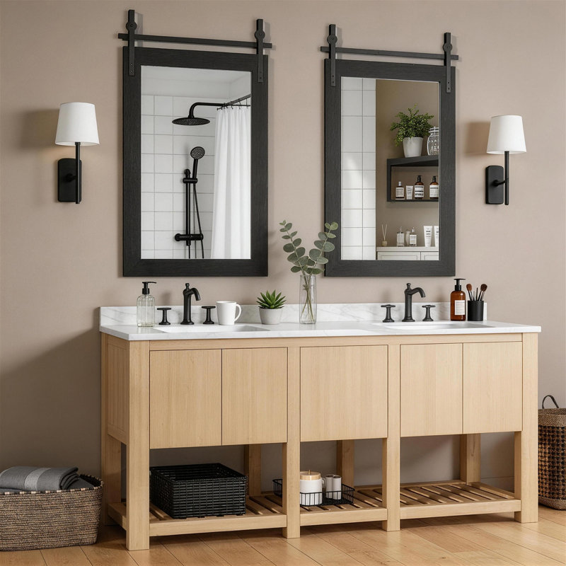 Miroir de salle de bain Farmhouse, 24 po x 36 po, Noir