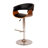 Allin Swivel Adjustable Height Bar Stool with Open Back in Faux Leather, Walnut Wood and Chrome-977653125