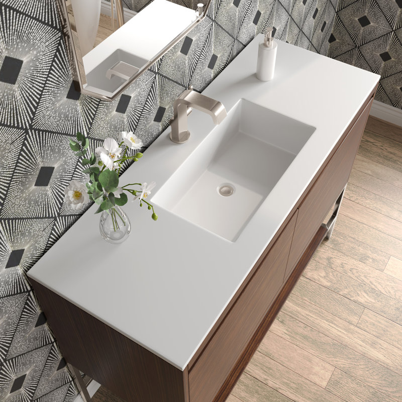 Mantova 47.25'' W Single Vanity, Glossy White, Glossy White/Champagne Brass