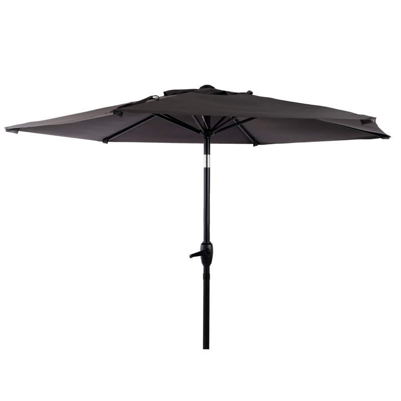 Parasol de marché 7,5 pi avec inclinaison à bouton-poussoir et relevage à manivelle, Gray
