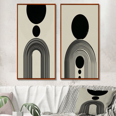 Vortex noir rétro - art moderne encadré 2 pièces