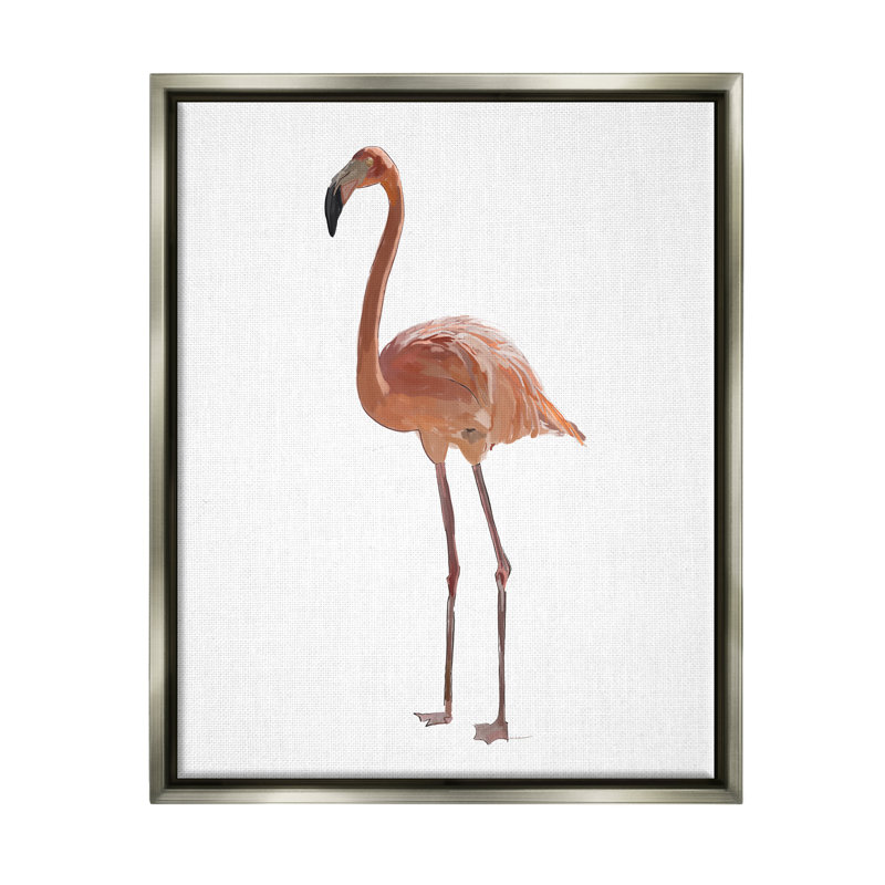 «Bayou Breeze Minimal Flamingo Bird», art mural encadré par Amelia Noyes, H 31 po x l 25 po x P 1,7 po