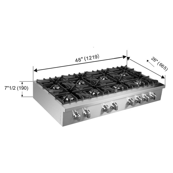 Gaslandchef Gasland Chef 48'' Stainless Steel Natural Gas 6 Burner Cooktop  and Griddle