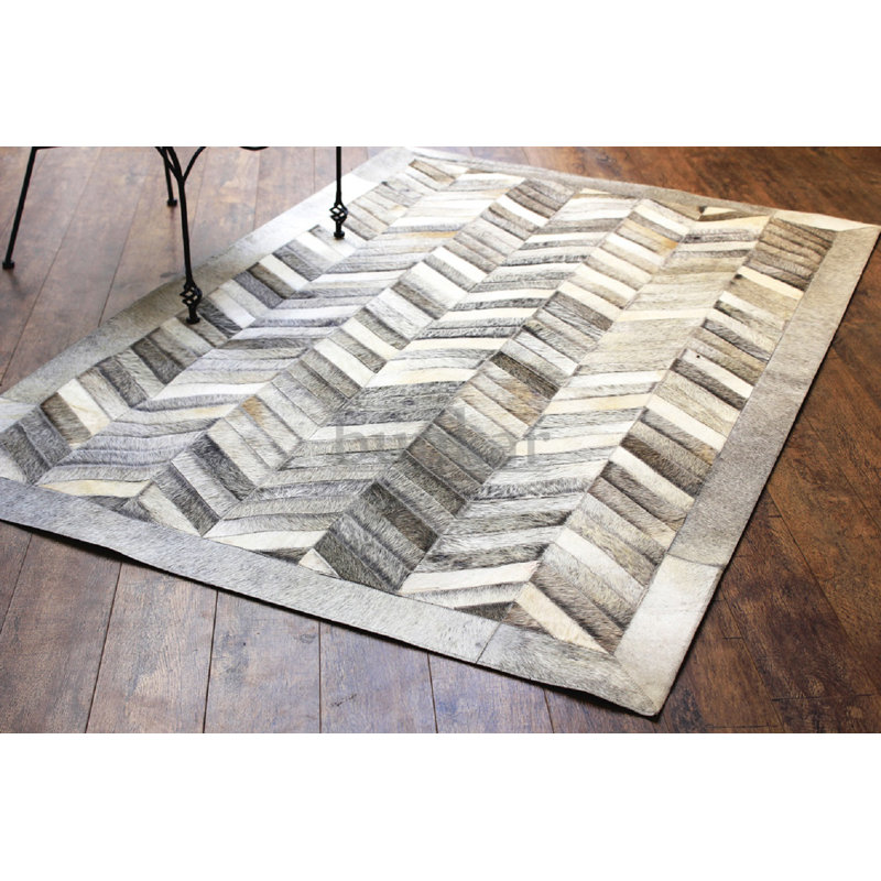Mckinney Chevron Cowhide Hand Woven Area Rug, Rectangle 150 x 240cm