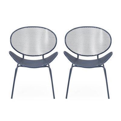 Chair In Navy, Iron Craftsmanship, 34.47 In. High, 24.53 Wide, 25.9 Deep Navy Iron, Relaxing Design, 34 Height, 24.8 Width, 25.5 Depth