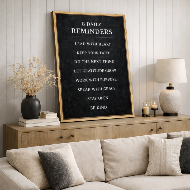 Illustration de huit rappels quotidiens, photos de bureau, impression sur toile encadrée, H 36 po x l 24 po x P 1,5 po