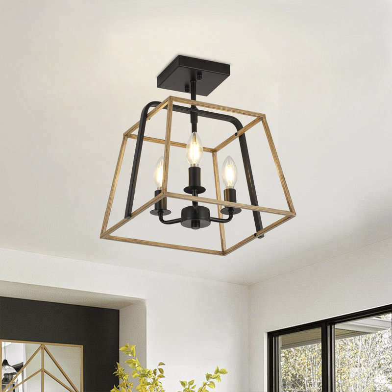 3-Matte black dimmable iron Flush mount light
