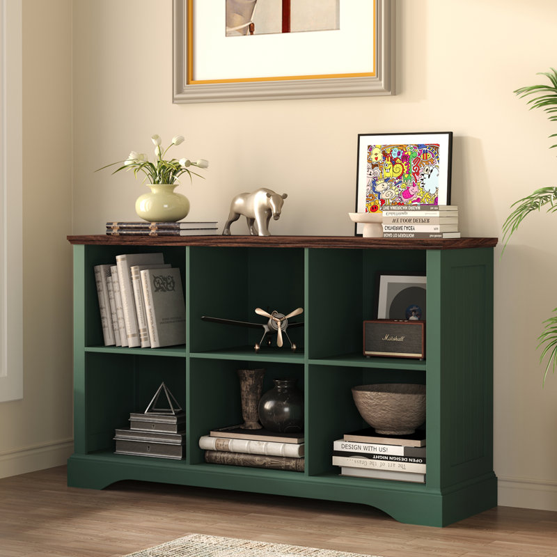 Organisateur de bibliothèque de rangement horizontal à 6 cubes de 47,4 po avec quincaillerie anti-basculement, Vert