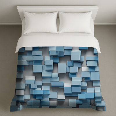 Housses de couette bleues à blocs 3D