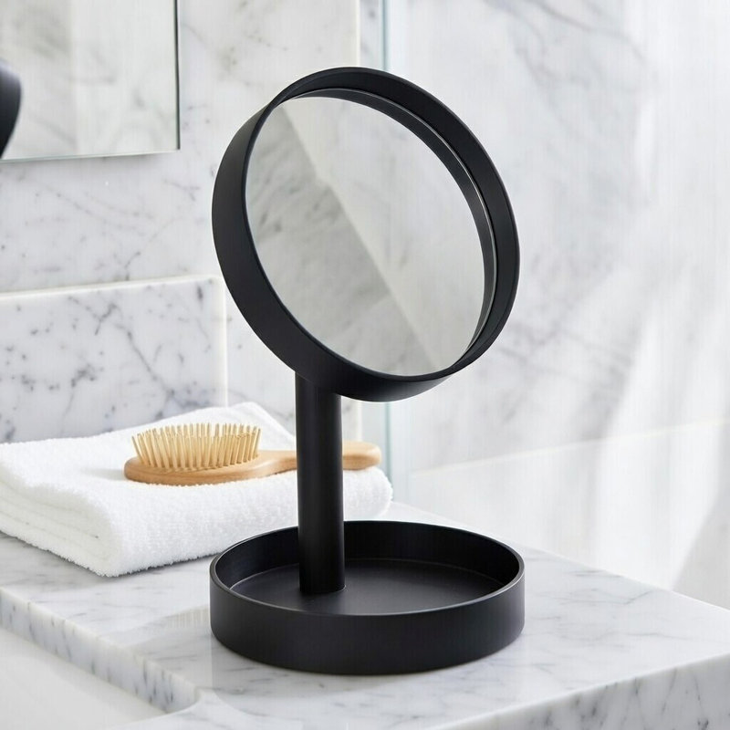 Round Floor Mirror, Matte Black